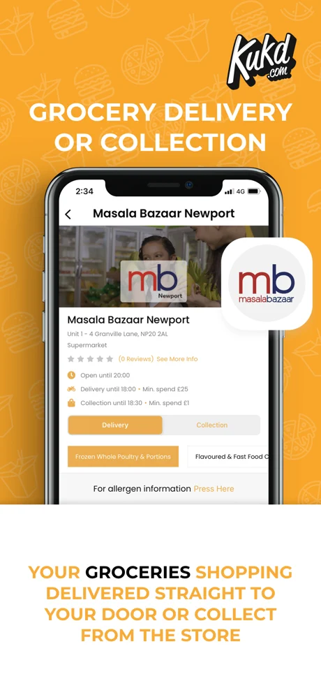 KUKD app restaurant menu with food item details and add to cart