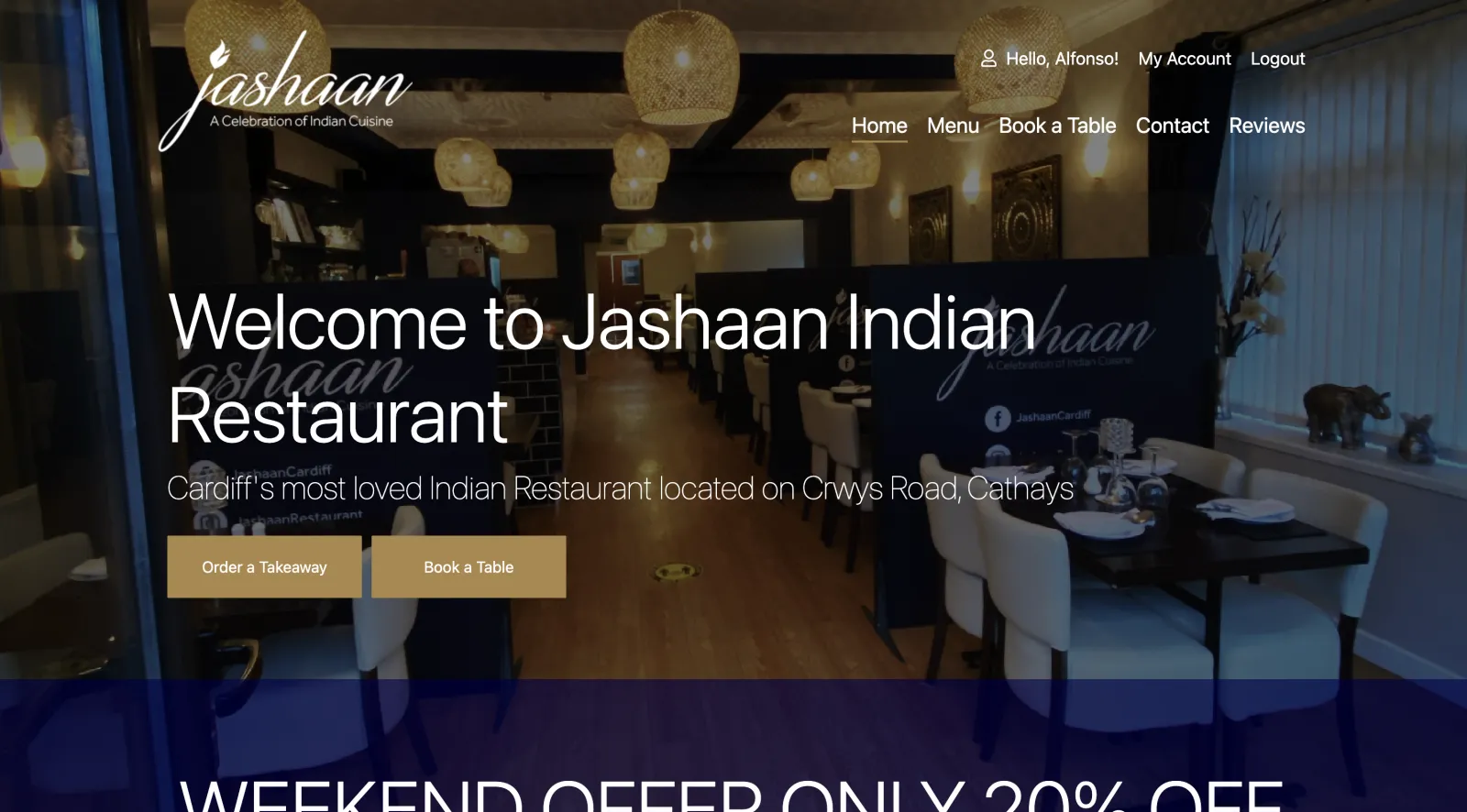 KUKD white-label restaurant website homepage with branding and menu navigation