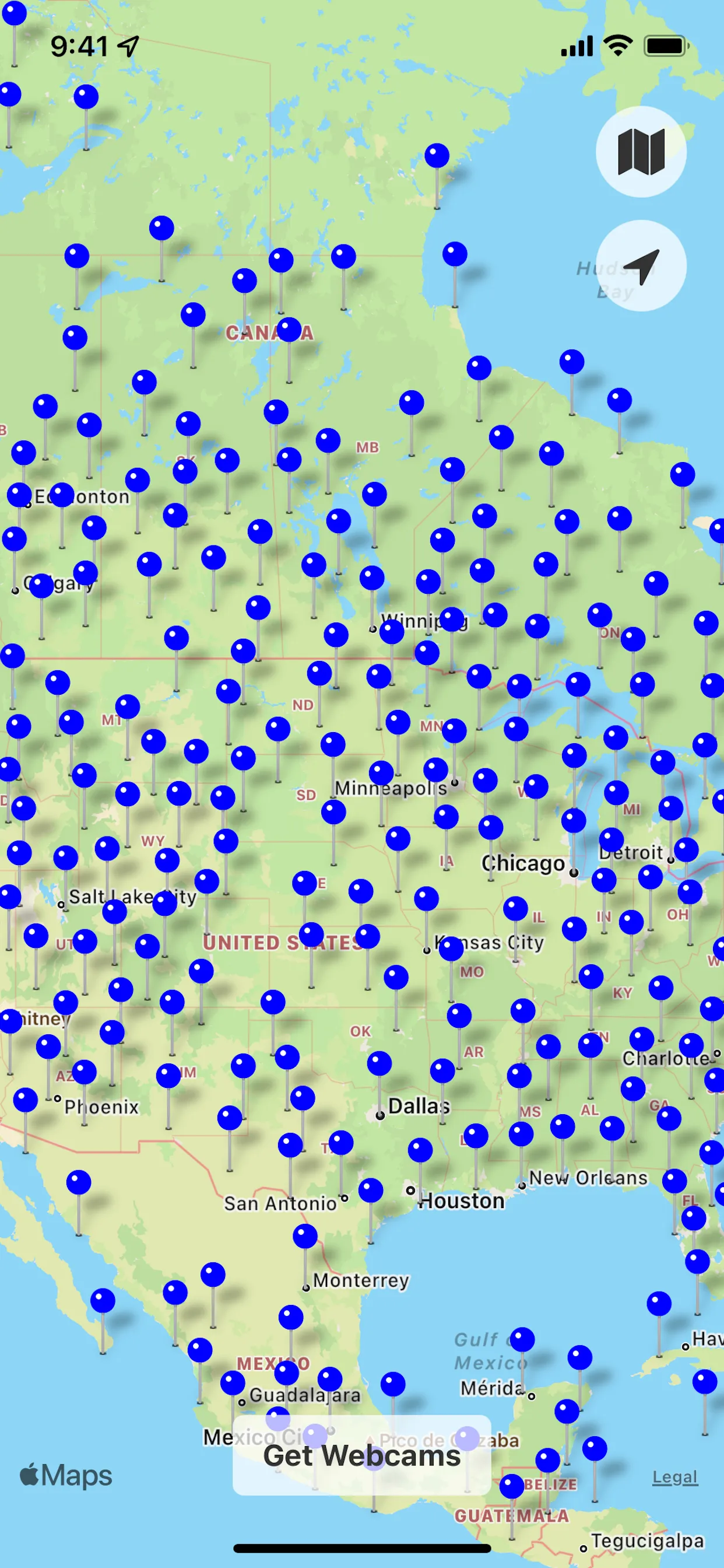 Overview Webcams v2 app search and filter webcams by location